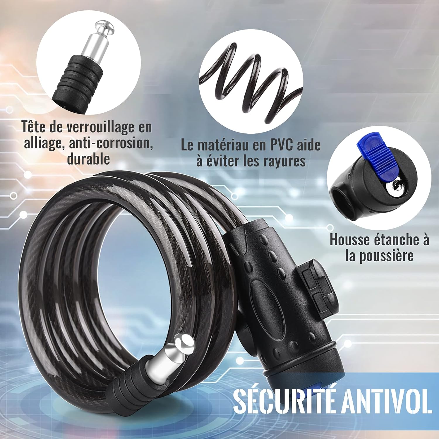 SJLERST Looped Câble de Sécurité en Acier Inoxydable pour Vélo à Câble