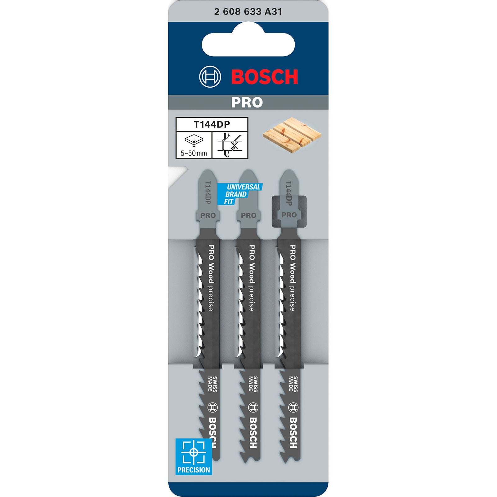 Bosch PRO Wood precise T144DP Brzeszczot do wyrzynarki 100 mm 3 szt. - 2608633A31 - 4