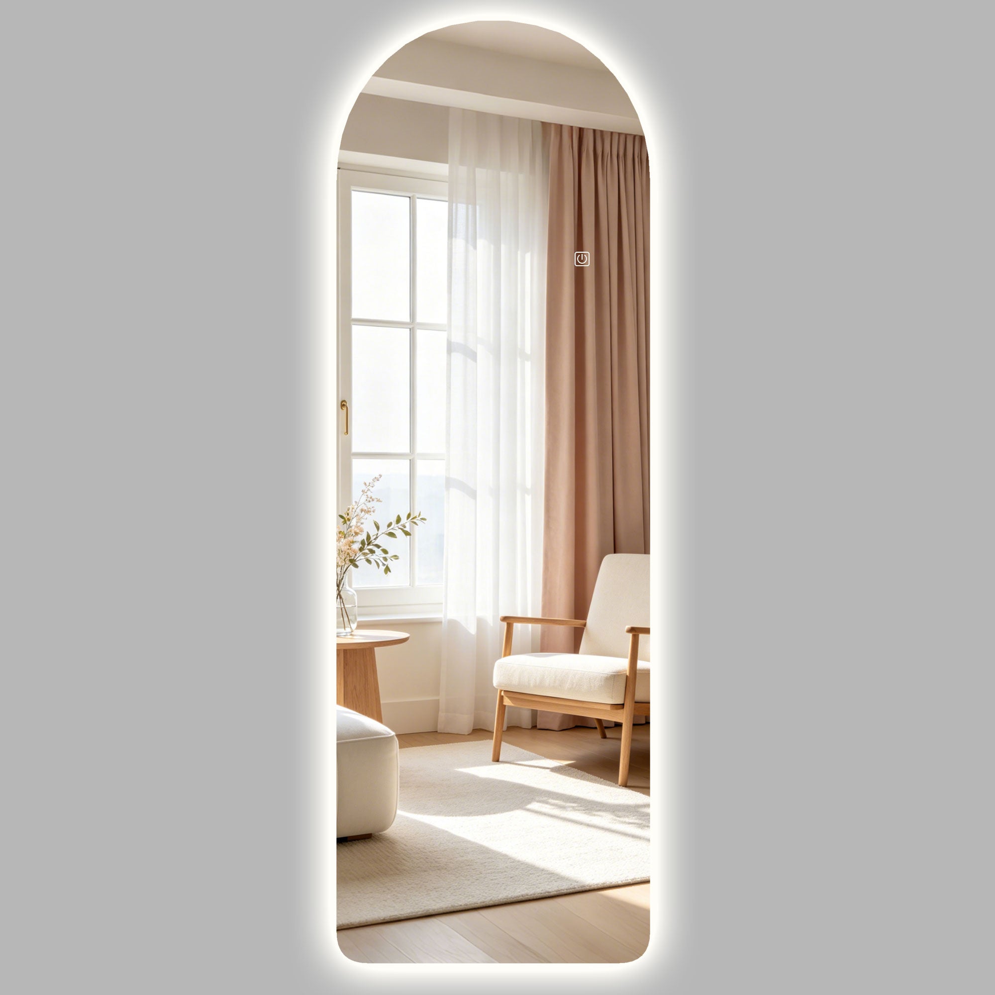 Grand miroir mural 120 x 40 cm LED arqué transparent | Leroy Merlin