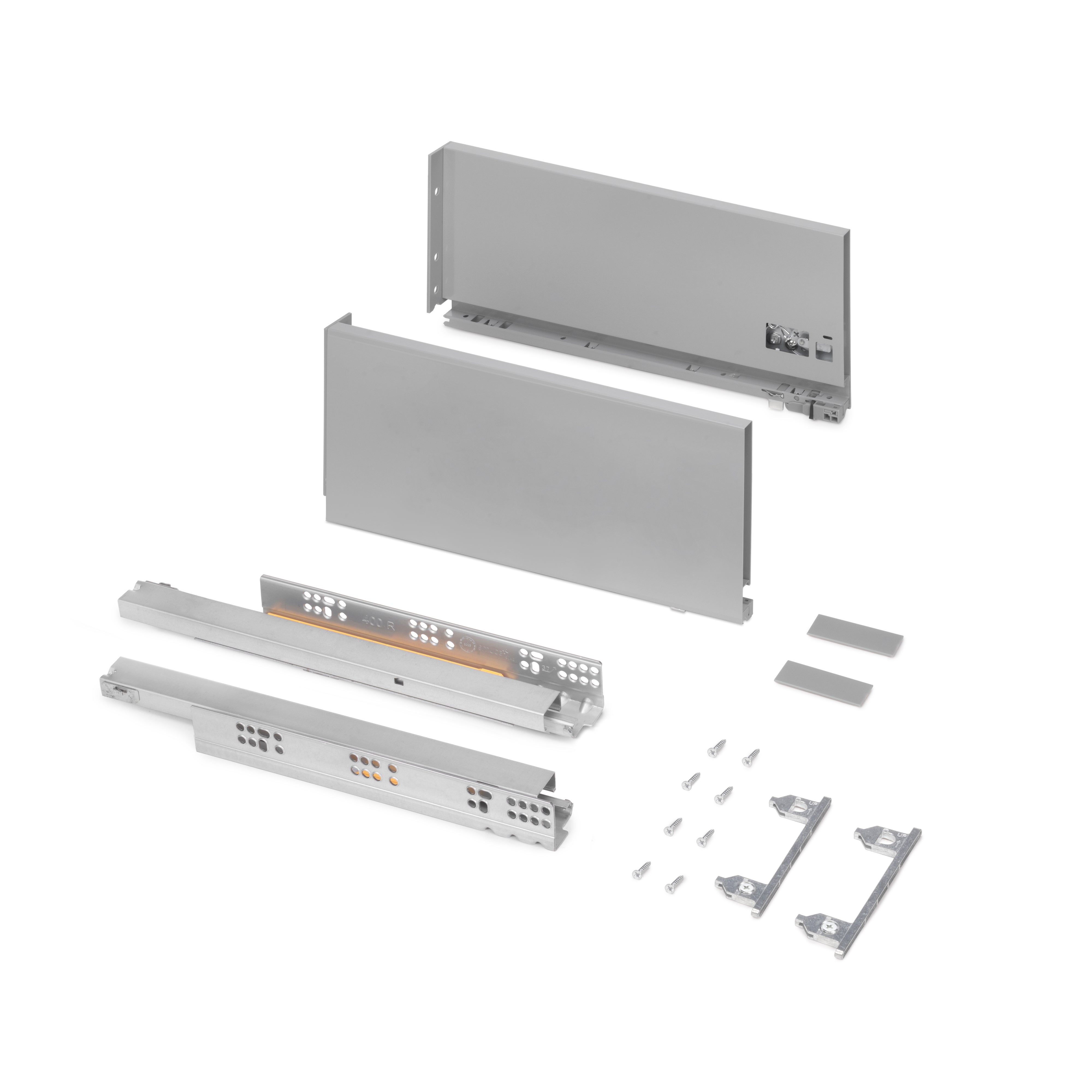 Emuca Szuflada zewnętrzna Vertex 40 kg, wysokość 178 mm, głębokość 400 mm, Stal, Malowany na szaro
