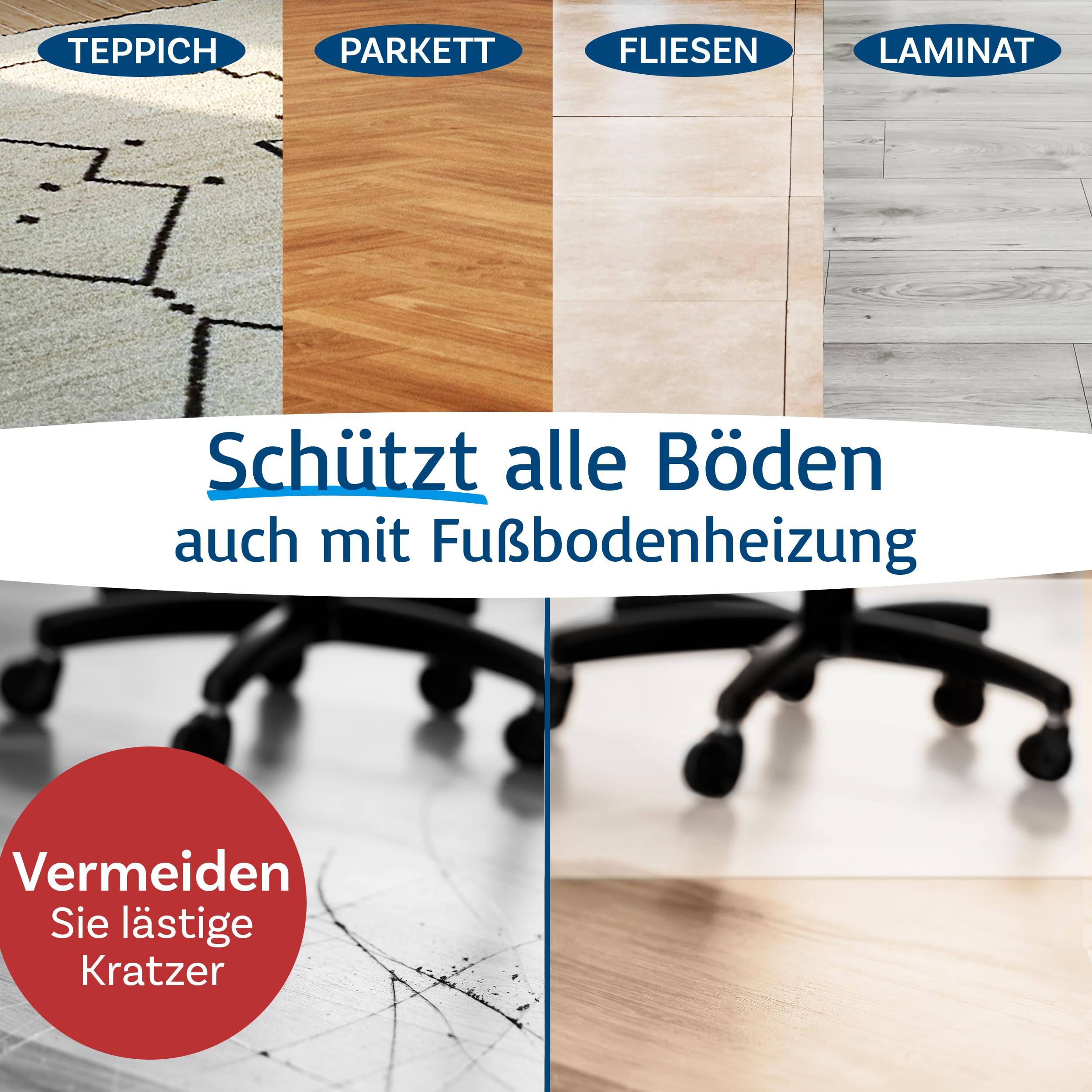 Neo Tapis de Protection pour sols durs pour Chaise de Bureau, épaisseur 1,5 mm, Semi-Transparent, 114 x 200 cm - 3