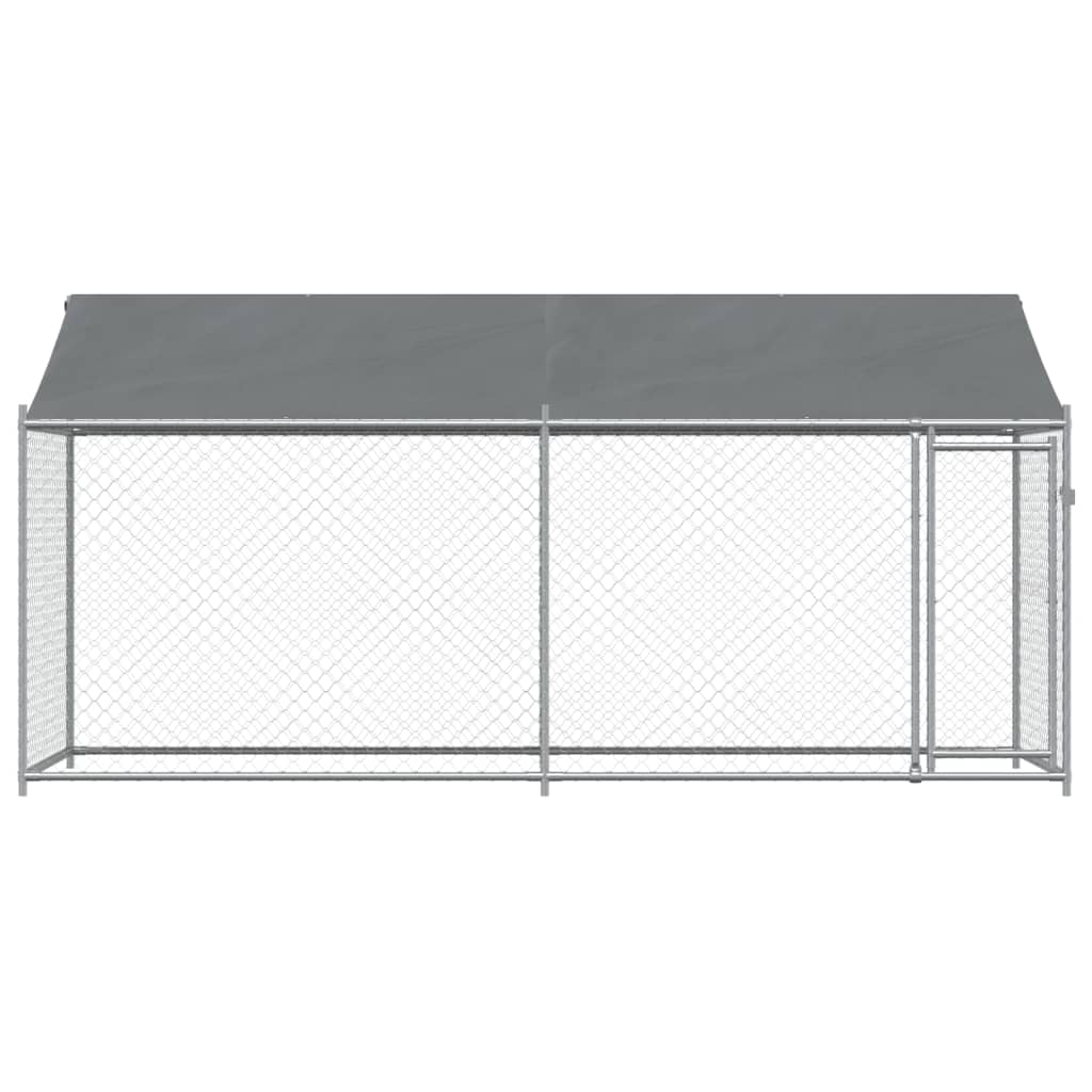 Telhado e porta da gaiola para cães em aço galvanizado cinza 4x2x2 m - COMFORTXL - 4