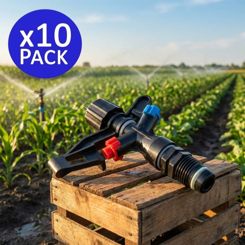 Aspersor de Riego Agricola Circular 1/2'' | Pack 10 Aspersores con Alcance 8 a 12 m | Aspersor de Jardin 360º - 4