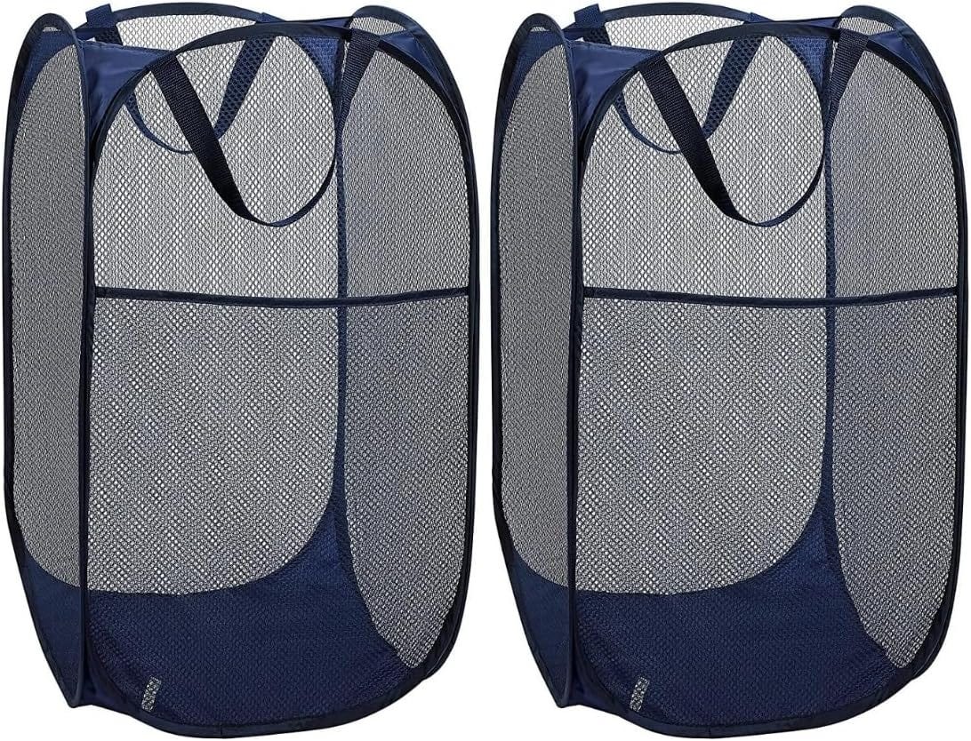 2pcs navy folding dirty clothes basket, laundry basket, clothes storage ...