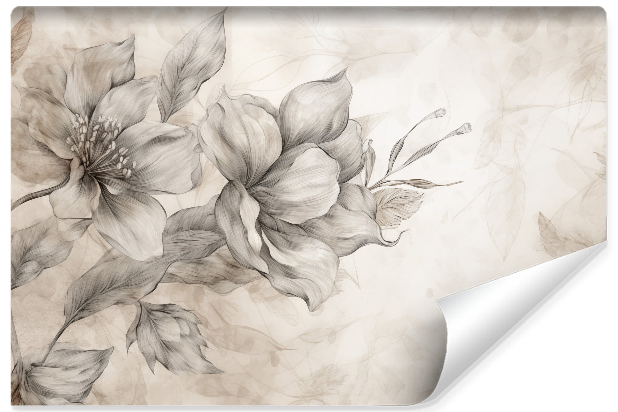 Papel pintado vlieseline foto hojas flores plantas para salon 360cm x 240cm