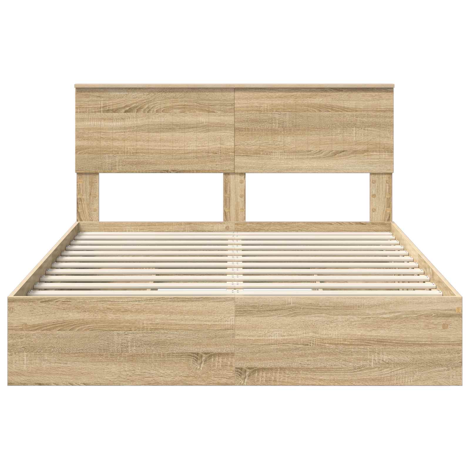 Lit de rangement chêne 140 x 200 cm panneau de bois - 8