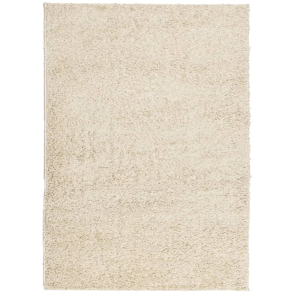 Tapis Shaggy Noir Poils Longs 200x200 Cm - Polyester Doux Antidérapant