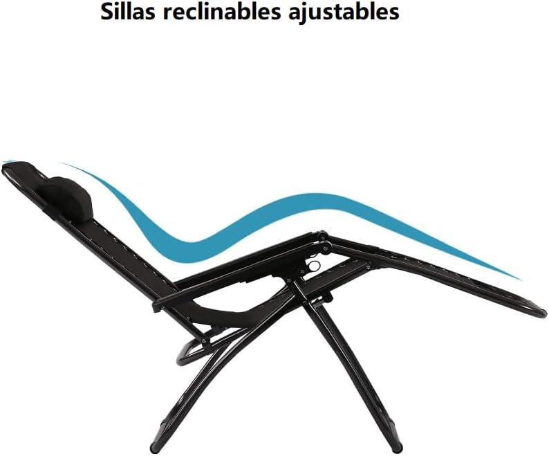 Set de 2 sillas Gravedad Cero reclinables Tumbonas sillas reclinable ajustable butacas plegable con almohada Gris Oscuro - 6
