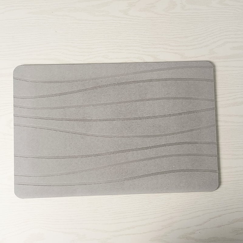 Mata podłogowa z ziemi okrzemkowej, twardy materiał, odpowiednia do łazienek i kuchni (wygięta w kolorze szarym, 39 x 60 x 0,9 cm)