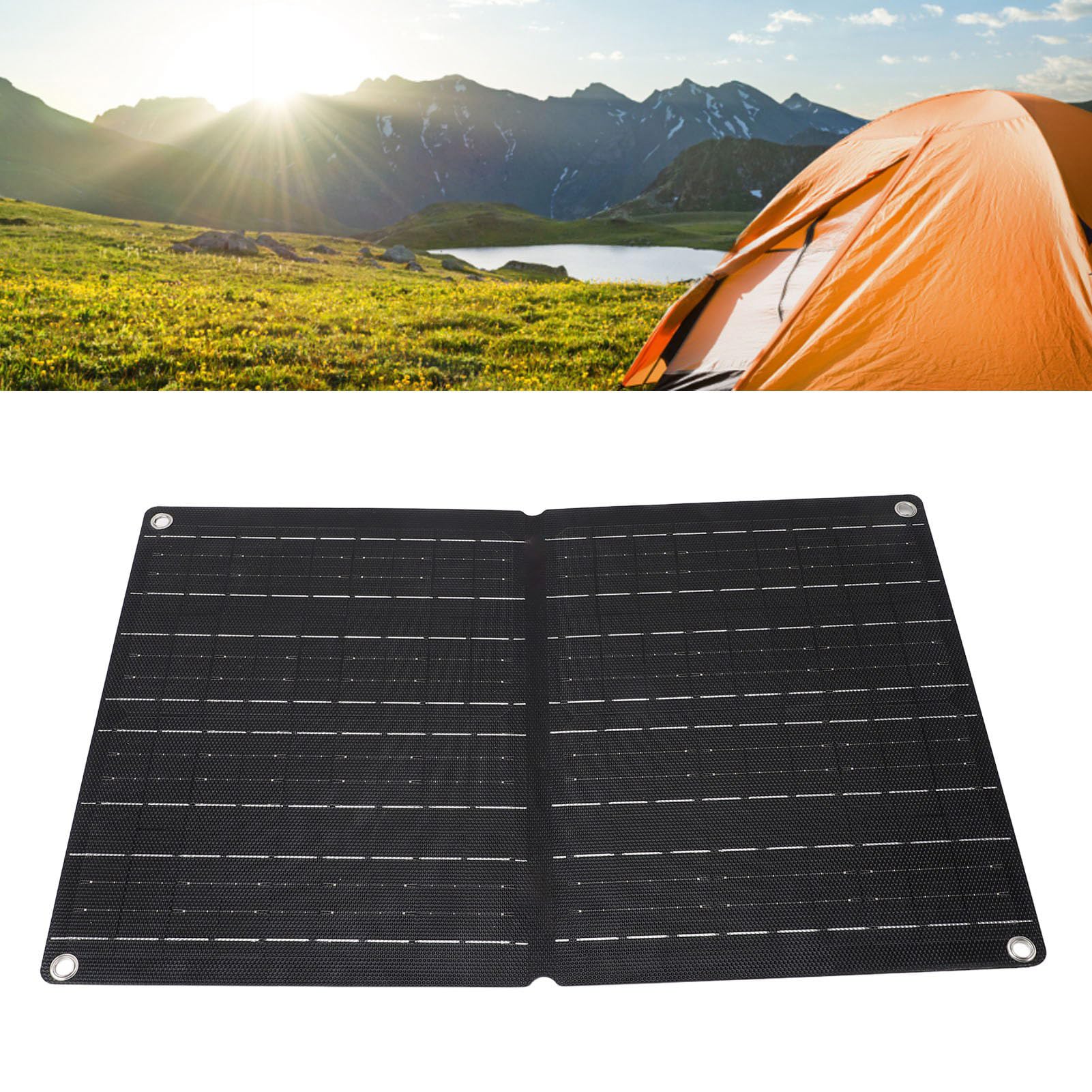 Pannello solare pieghevole portatile ETFE da 60 W, set di controllo Dual USB 12 V IP68 impermeabile per telefono, auto, esterno - 7