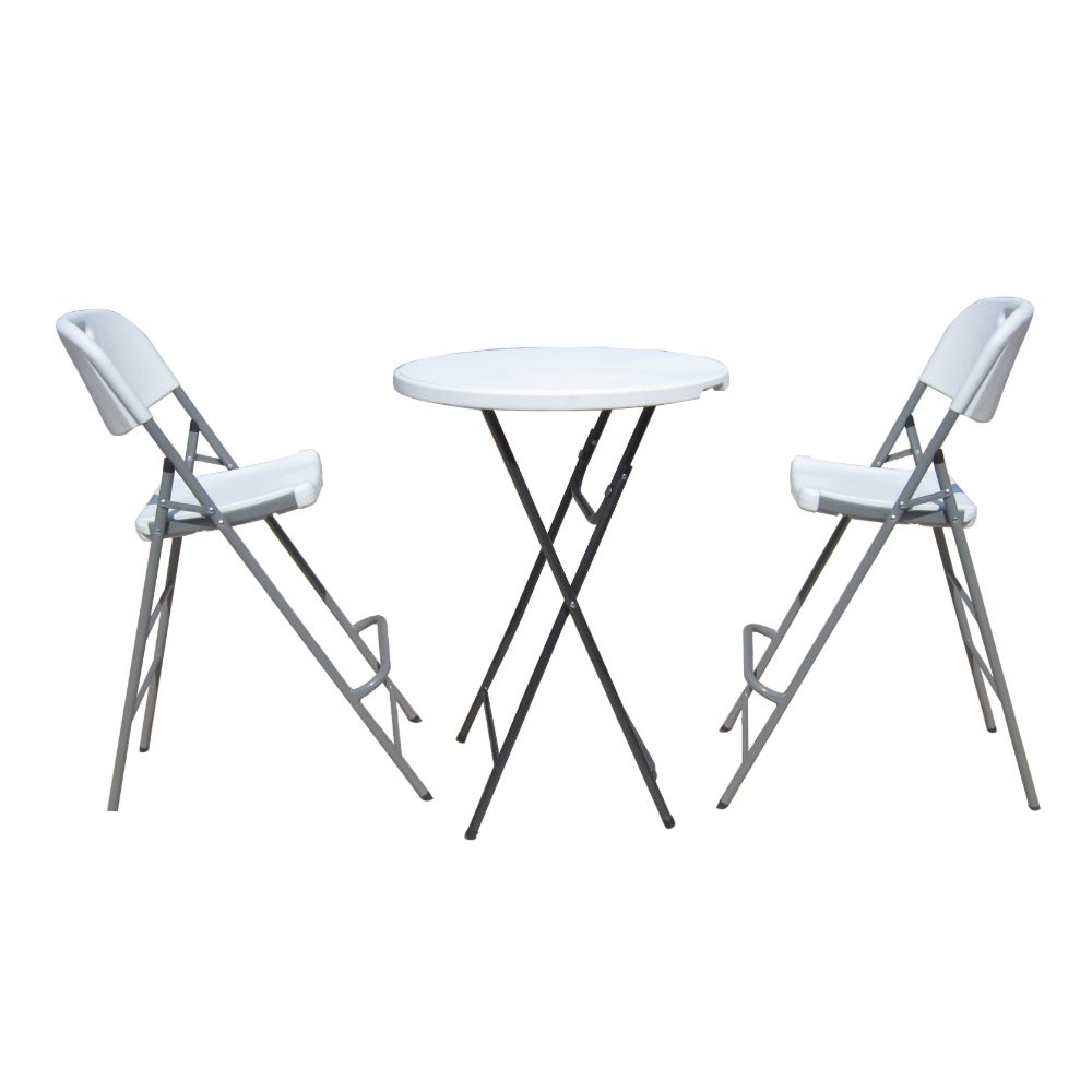 Chaise haute pliante blanc et gris 45 x 79 x 121 cm TERRE JARDIN - 3