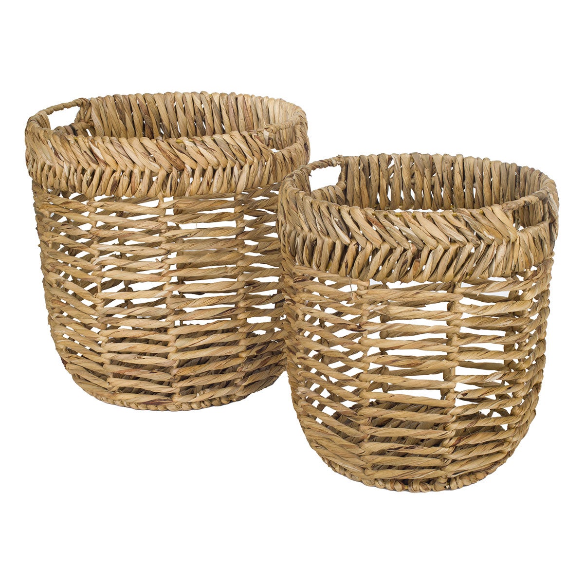 Signes grimalt by sigris - cestas 2 unidades marrón de jacinto de agua | cesta bandeja decorativa mesa bandeja mimbre 43x42x42cm