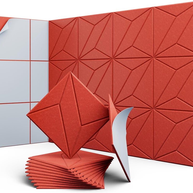 Zestaw samoprzylepnych paneli akustycznych wygłuszające wypełnienie poliestrowe wysokiej gęstości panele ścienne dźwiękochłonne x x cm czerwone