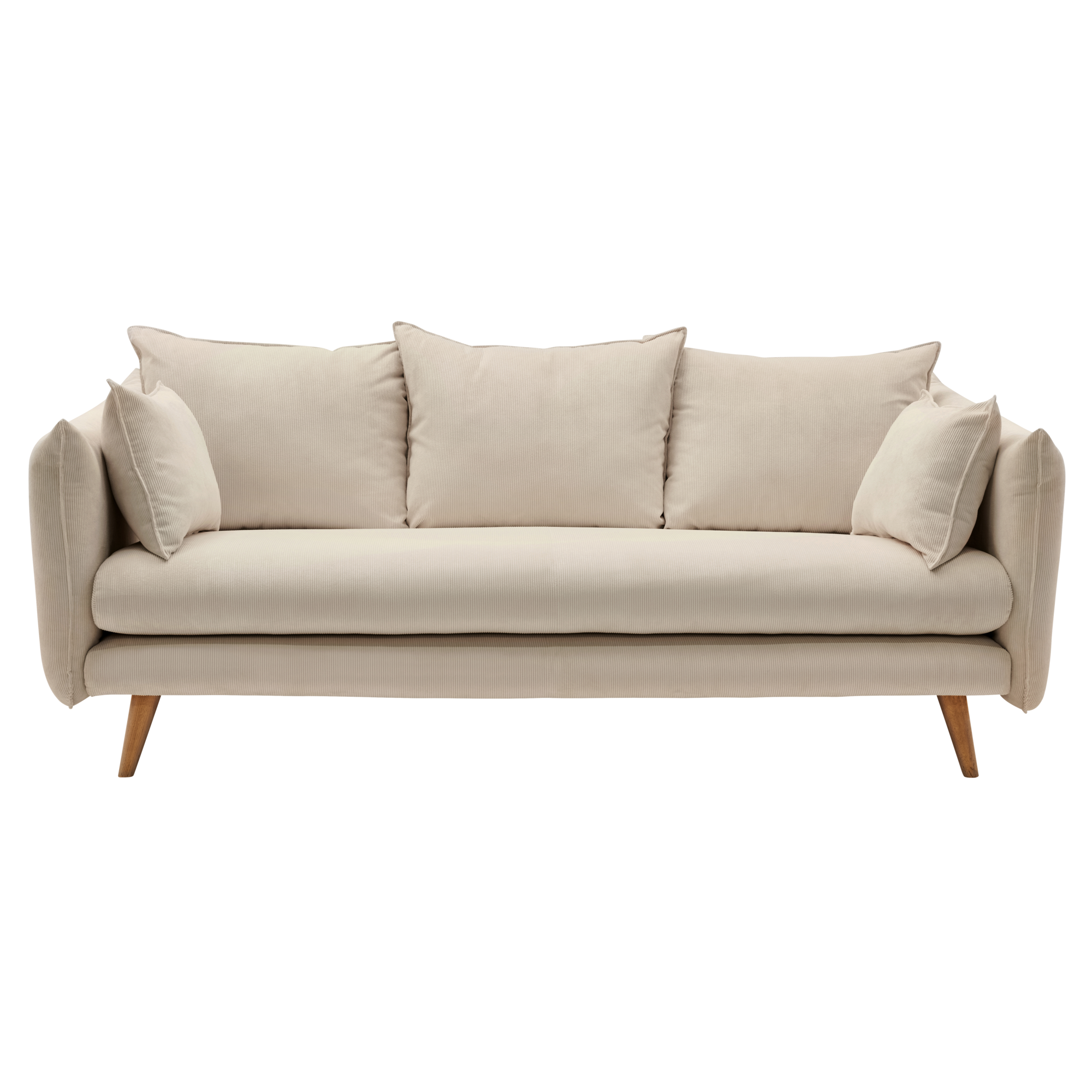 Canapé Convertible 2 Places En Velours Côtelé Beige AYLA - Transformable En Lit 112x187 Cm - Compact Pour Petits Espaces
