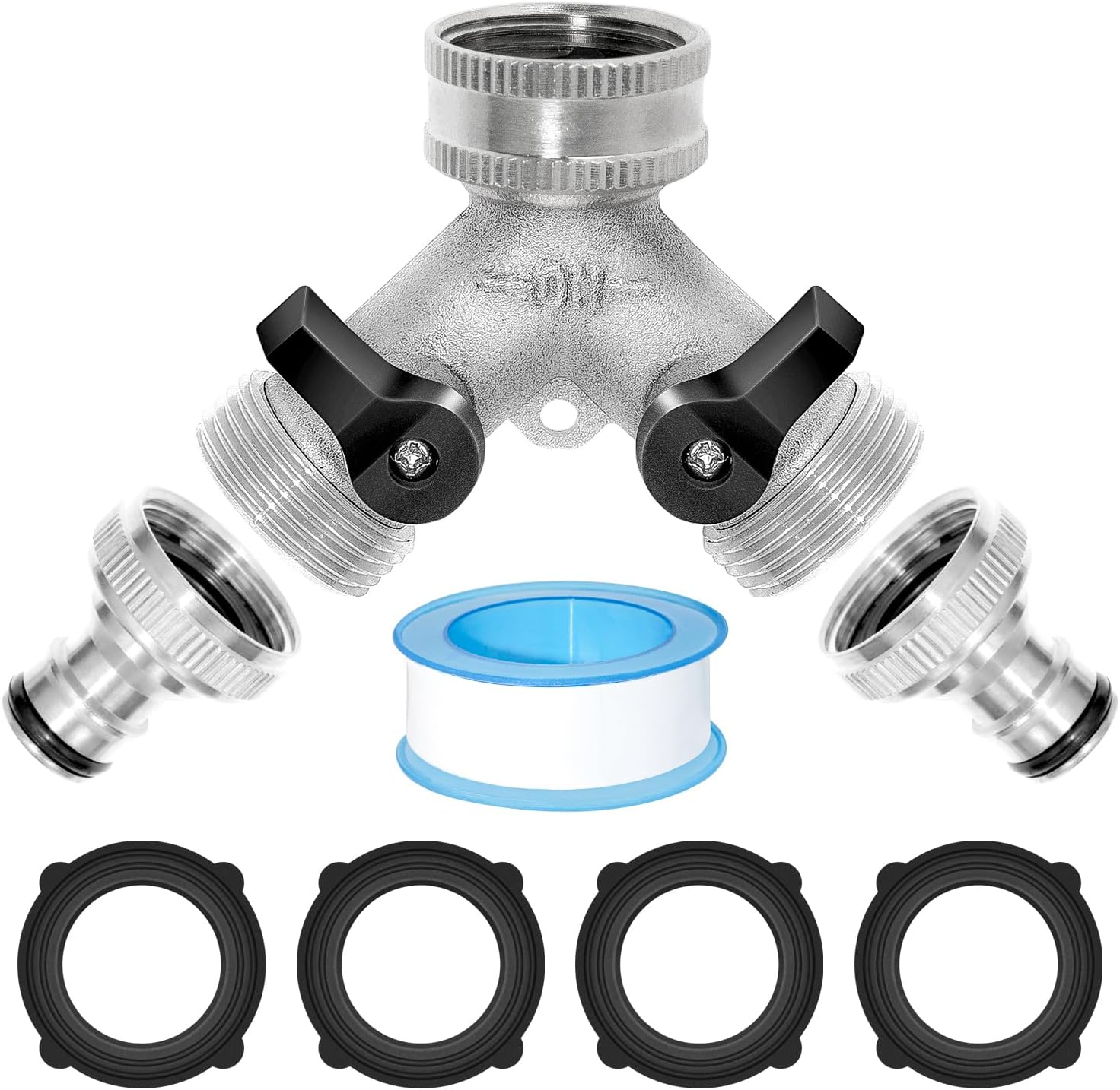 Dwudrożny rozdzielacz wody 3/4" - rozdzielacz Y - przyłącze wody dla dwóch urządzeń - odpowiedni do kuchni, ogrodu i trawnika