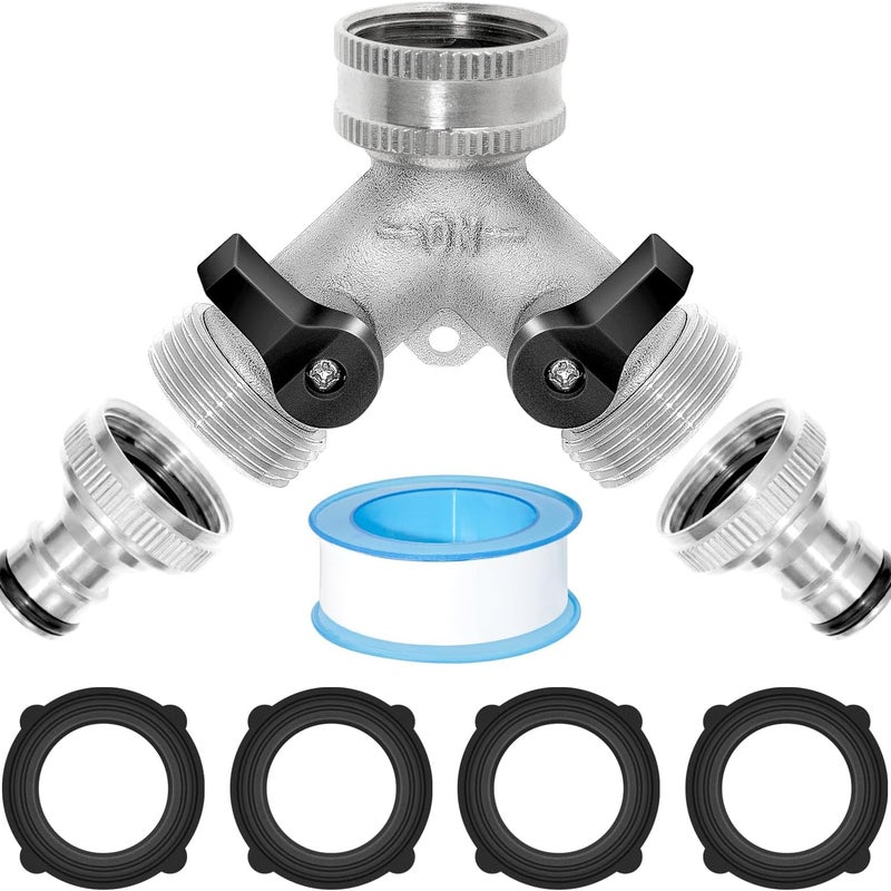 Dwudrożny rozdzielacz wody 3/4" - rozdzielacz Y - przyłącze wody dla dwóch urządzeń - odpowiedni do kuchni, ogrodu i trawnika