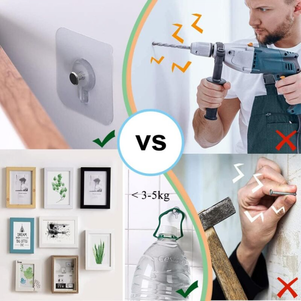 20 szt. samoprzylepnych wieszaków do obrazów bez wiercenia, samoprzylepne haczyki do wieszania ramek do zdjęć i dekoracji, nie wymagają wiercenia.