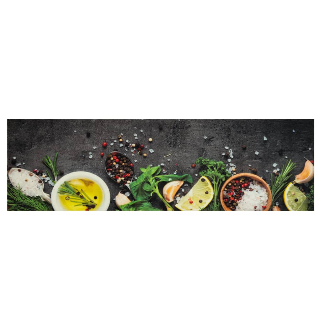 Alfombra de cocina | tapete para la cocina lavable terciopelo dibujo especias 45x150 cm cfw65199