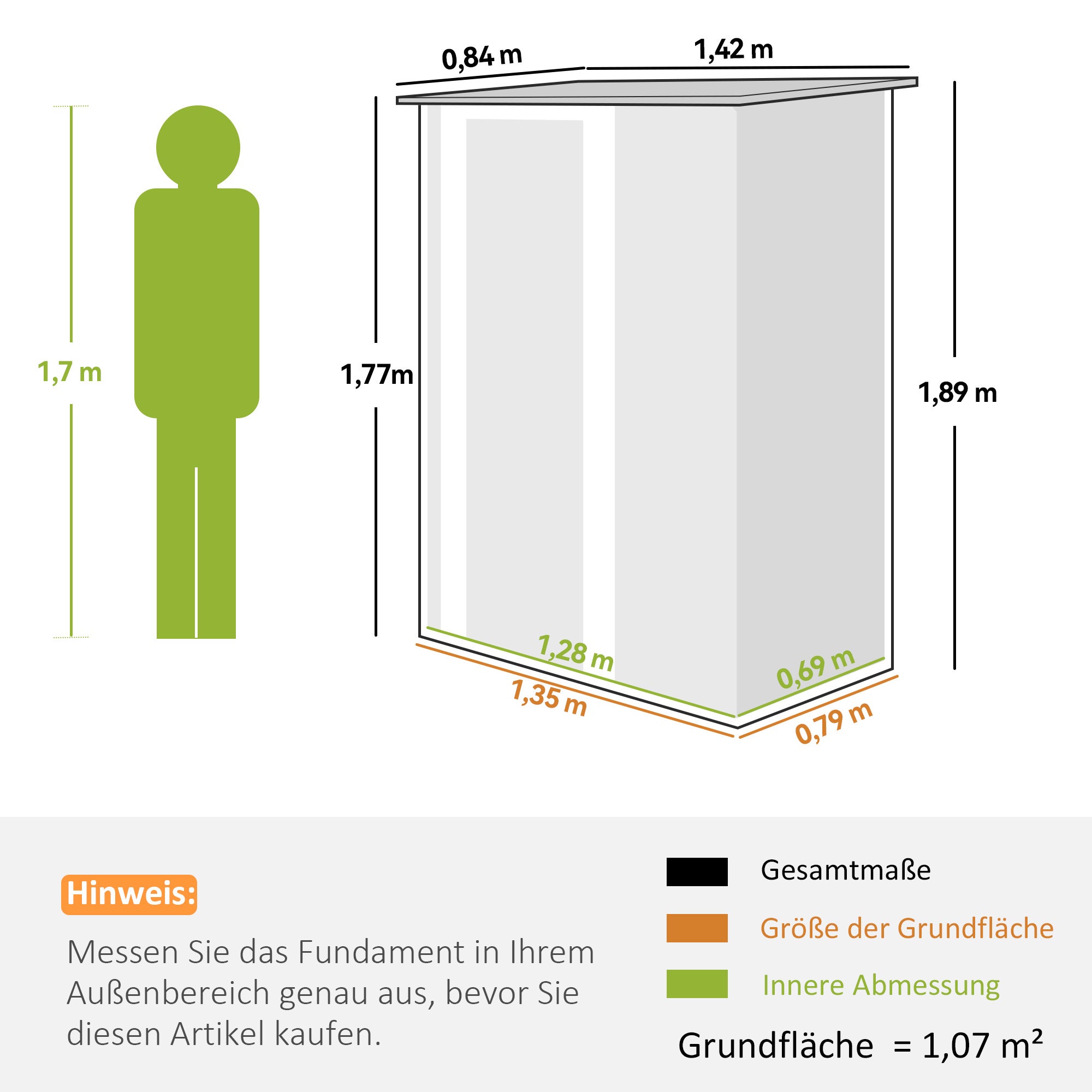 Cet abri de jardin en métal a une superficie de 1,07 mètre carré, un toit en pente, une porte verrouillable et un abri à outils. - 4