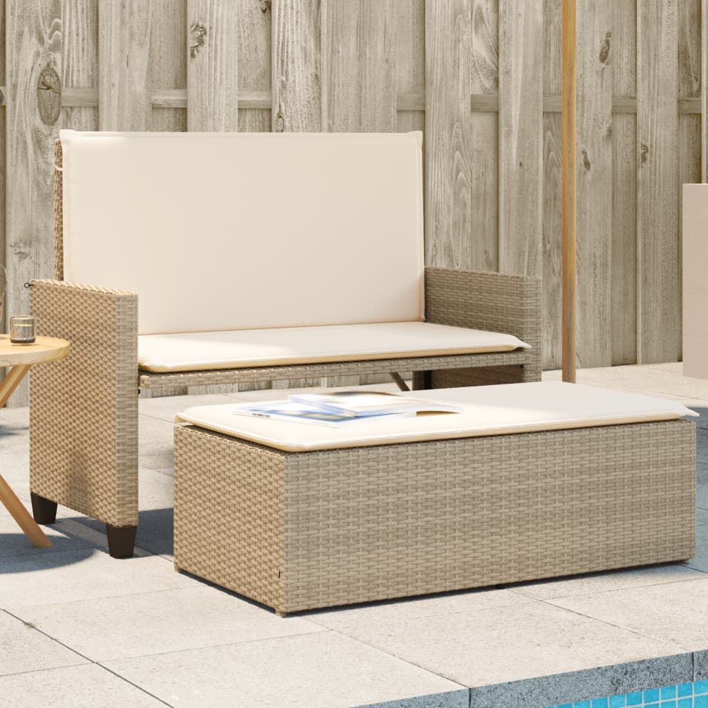 VidaXL Panca Da Giardino 2-in-1 In Legno Di Acacia Con Cuscini – Trasformabile In Lettino, 160-205 Cm