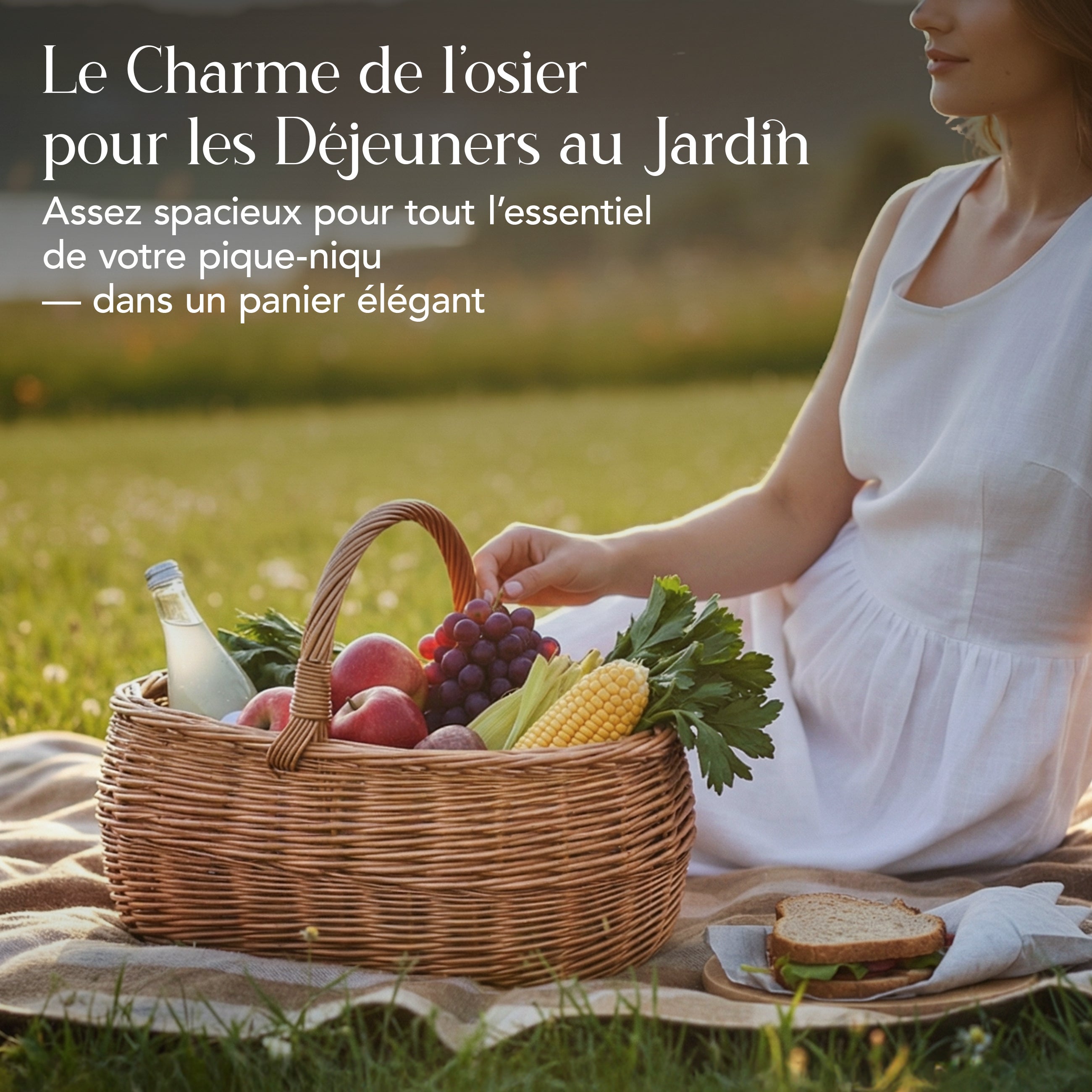 Creative Home Grand Panier Osier Avec Anse 47 x 31 x 36 cm | Marron Naturel | Léger Tressé À La Main - 4