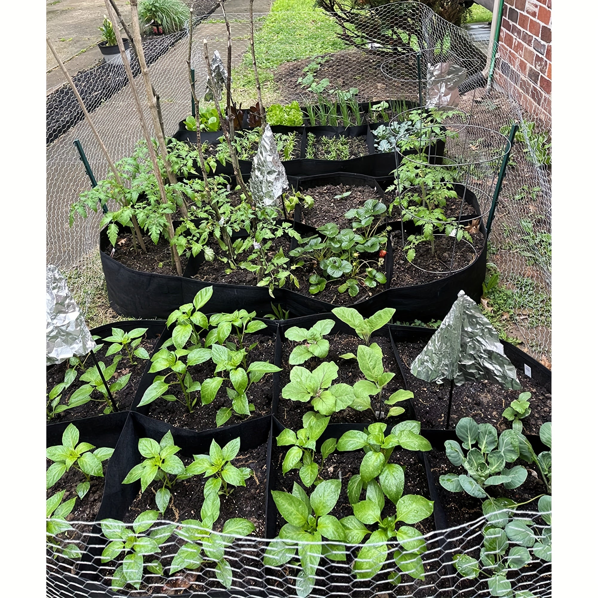 Lit de jardin surélevé en tissu à 4 grilles, lit de légumes surélevé, lit de plantation surélevé, sac de plantation de jardin, pot de fleur, 1 pièce - 3