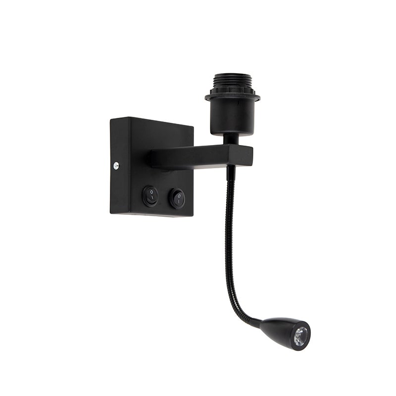 Nowoczesna lampa ścienna czarna z elastycznym ramieniem - Brescia Combi