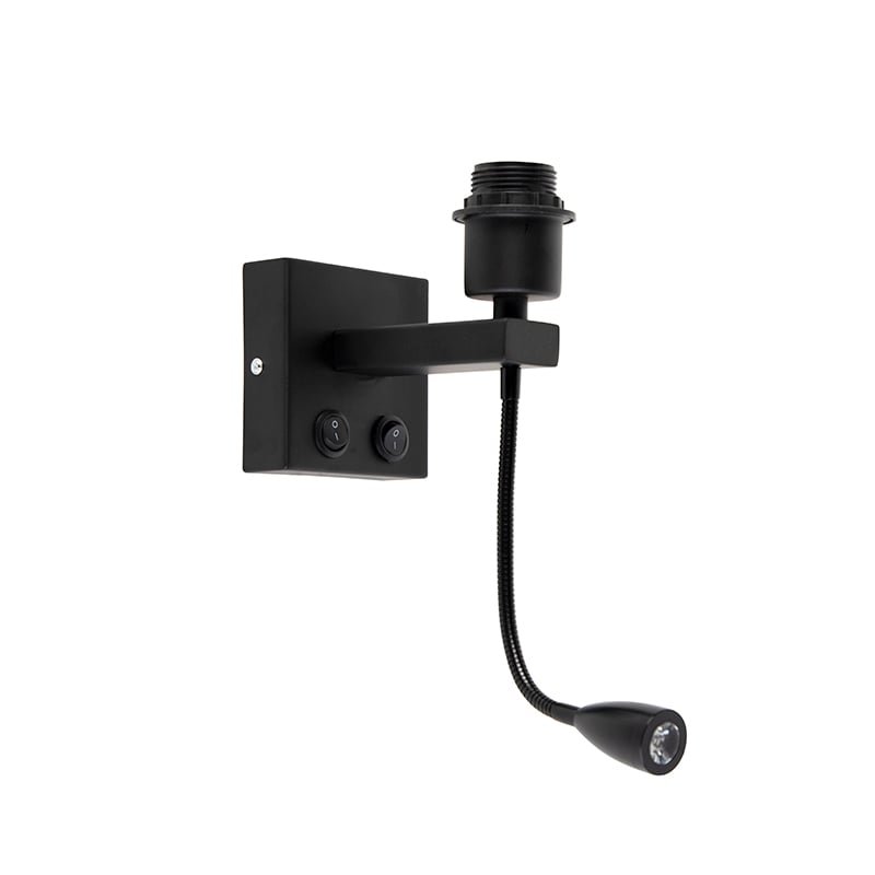 Nowoczesna lampa ścienna czarna z elastycznym ramieniem - Brescia Combi