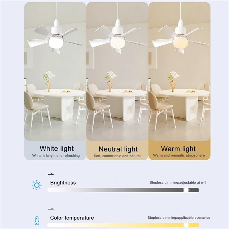 Ventilateur de plafond LED avec télécommande, variateur d'intensité, culot E27, 30 W, moderne, intelligent, sans fil, éclairage pour chambre et salon - 4