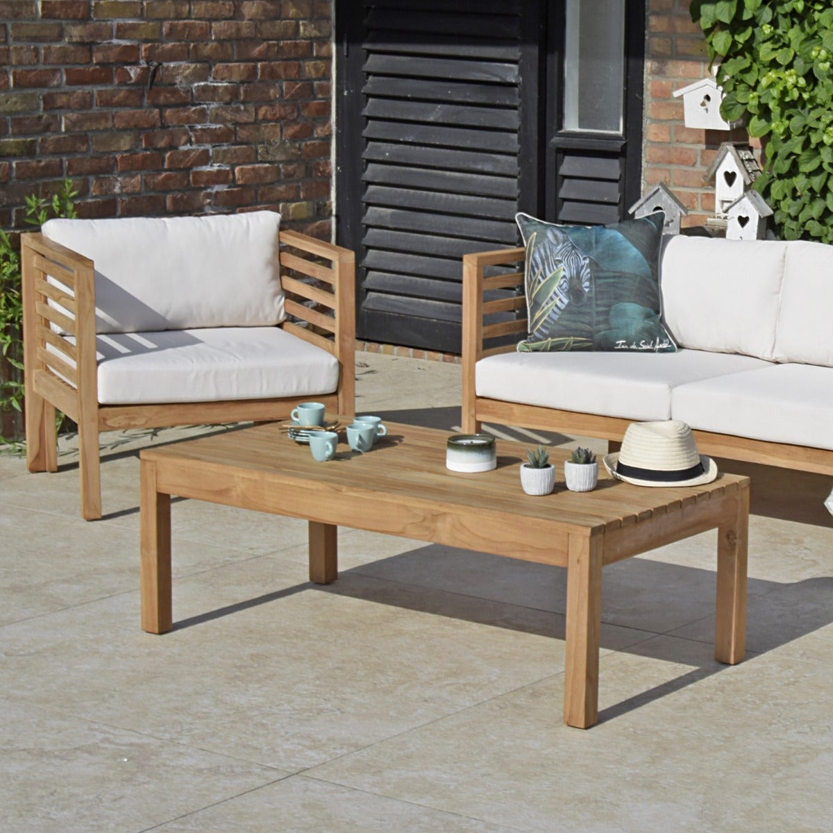 Table basse rectangulaire en teck massif Coffee 120 x 60 cm - 4