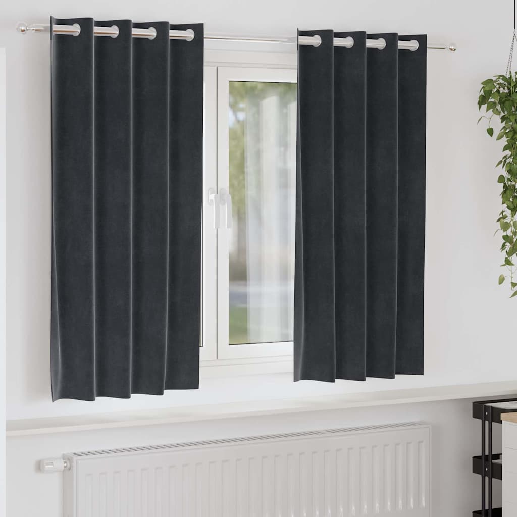 Zasłony zaciemniające 2 pcs Ciemnoszary 140 x 175 cm Aksamit vidaXL