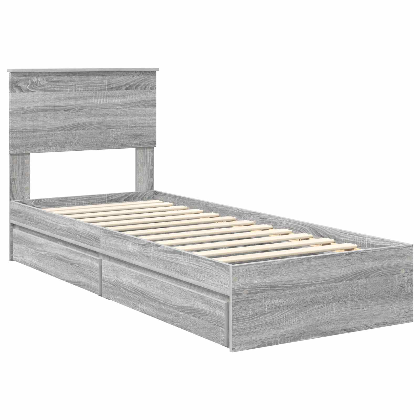 Lit de rangement gris 75 x 190 cm en panneau de bois - 4