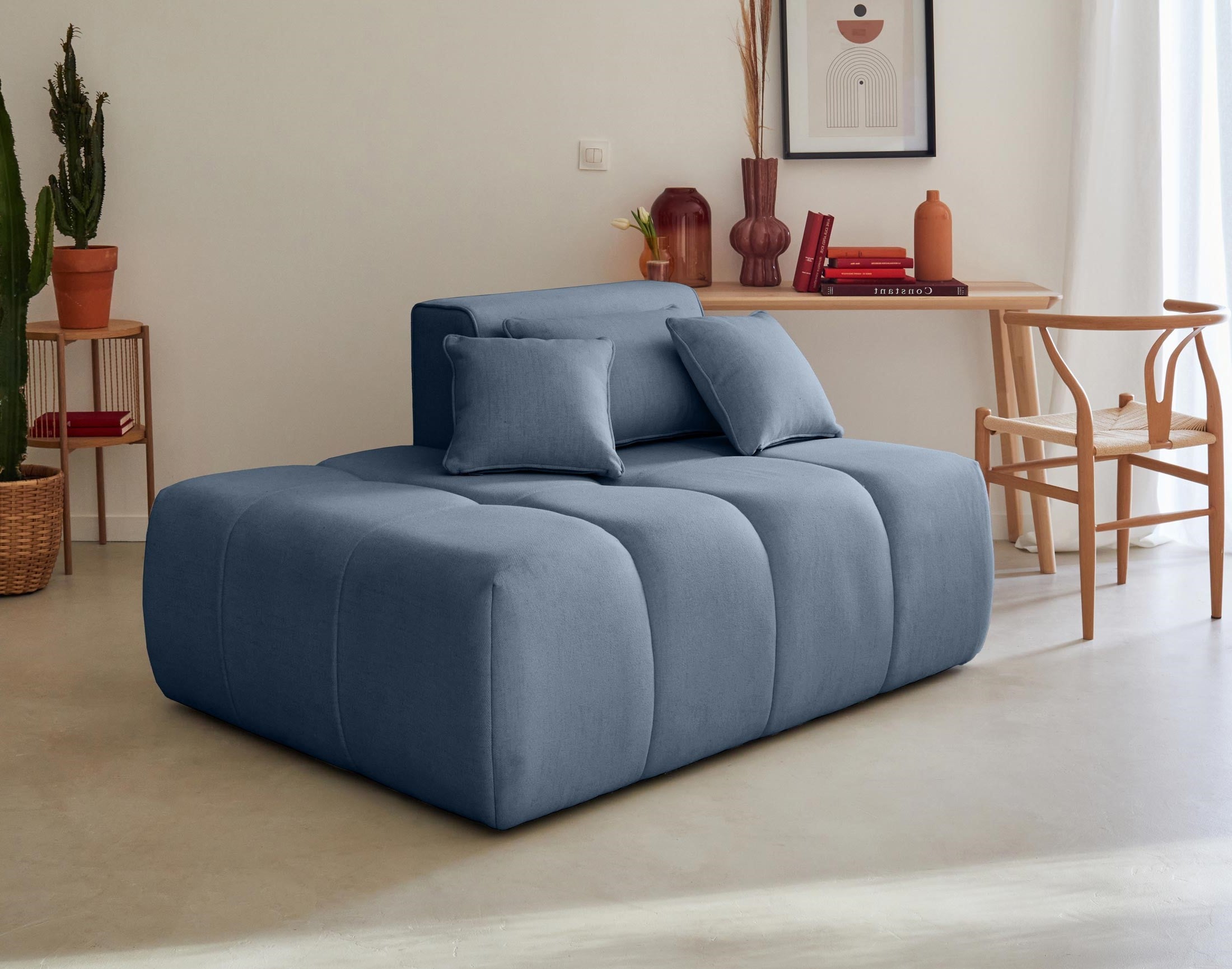 Canapé modulable 2 places en tissu bleu | Leroy Merlin