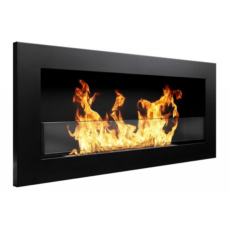 Kominek na bioetanol Livorno Black wiszący lub do zabudowy, dł. 90 x gł. 12 x wys. 40 z szybą