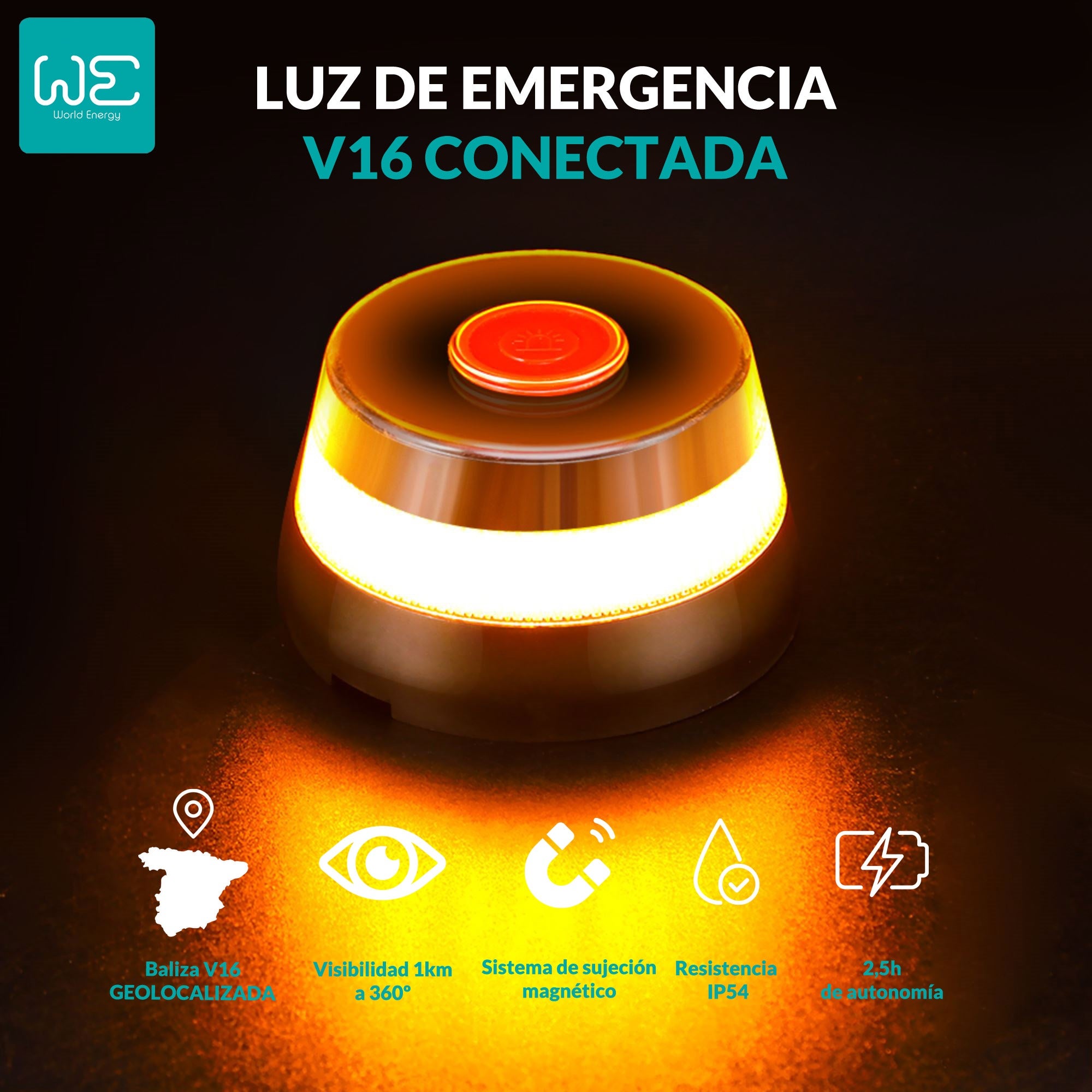 EUROLIGHT – Balise V16 Géolocalisable Avec SIM Incluse, Homologuée DGT 3.0, Remplace Les Triangles