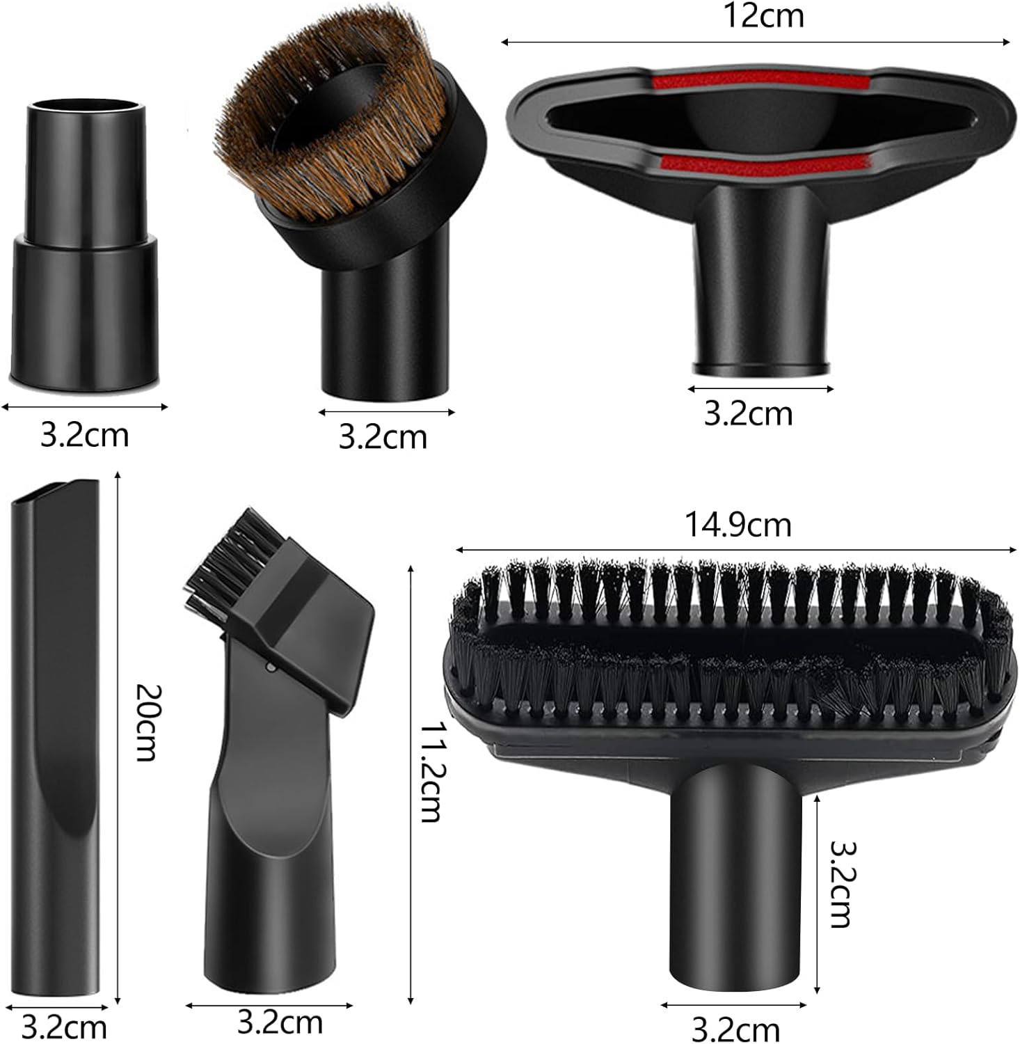 Ensemble d'accessoires pour aspirateur 7 pièces, buse d'aspirateur universelle avec suceur plat flexible de 58 cm, buse d'aspirateur universelle - 5