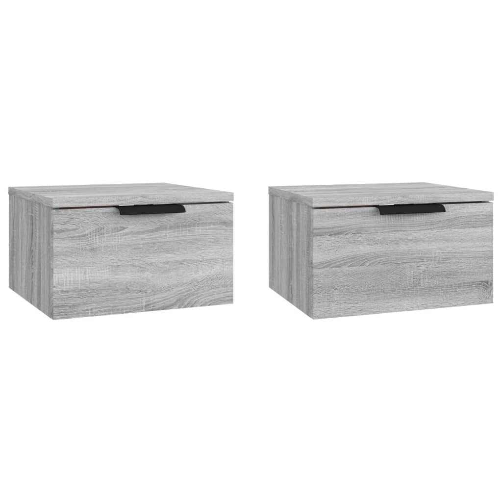 Pack de 2 Mesitas de noche de pared，Mesitas de noche flotantes，Mesilla de noche color gris Sonoma 34x30x20 cm CFW47535 - 2