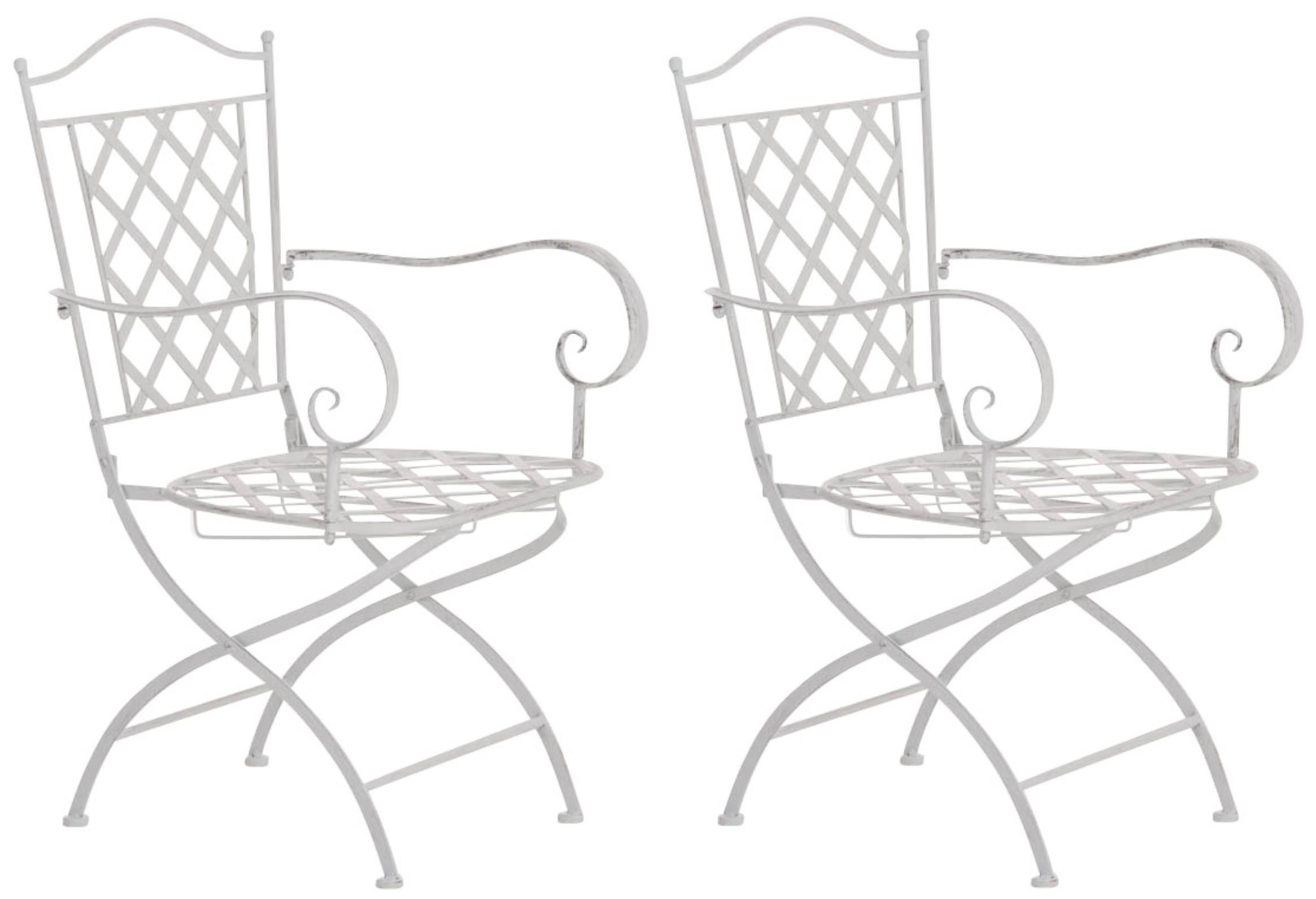 Lot de 2 chaises de jardin pliables Adara en fer Blanc antique | Leroy