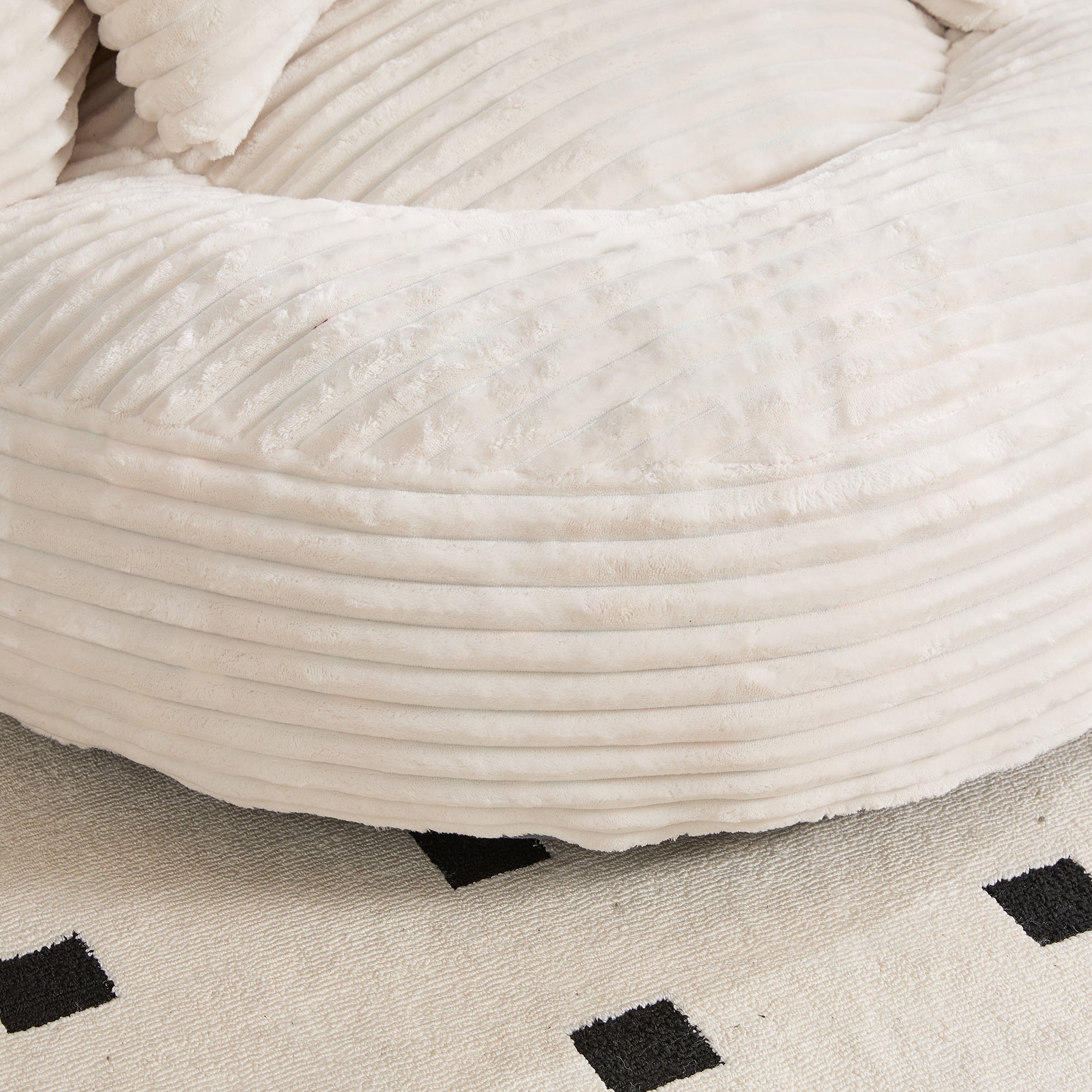 Fauteuil poire en velours côtelé, grand modèle, ultra moelleux, 3 coussins inclus, confortable pour adultes et enfants - Soufflé - 6