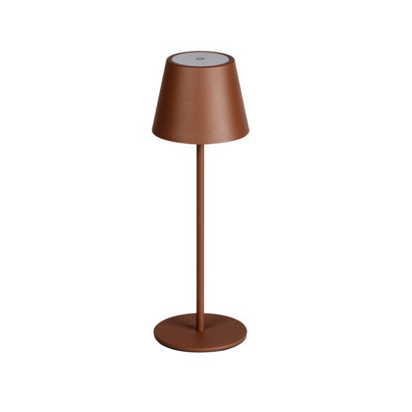 Lampa stołowa bezprzewodowa multifunkcjonalna do salonu na taras brązowa ściemnialna akumulator USB-C IP54 ciepła barwa LED 1.2W INITA LED Kanlux