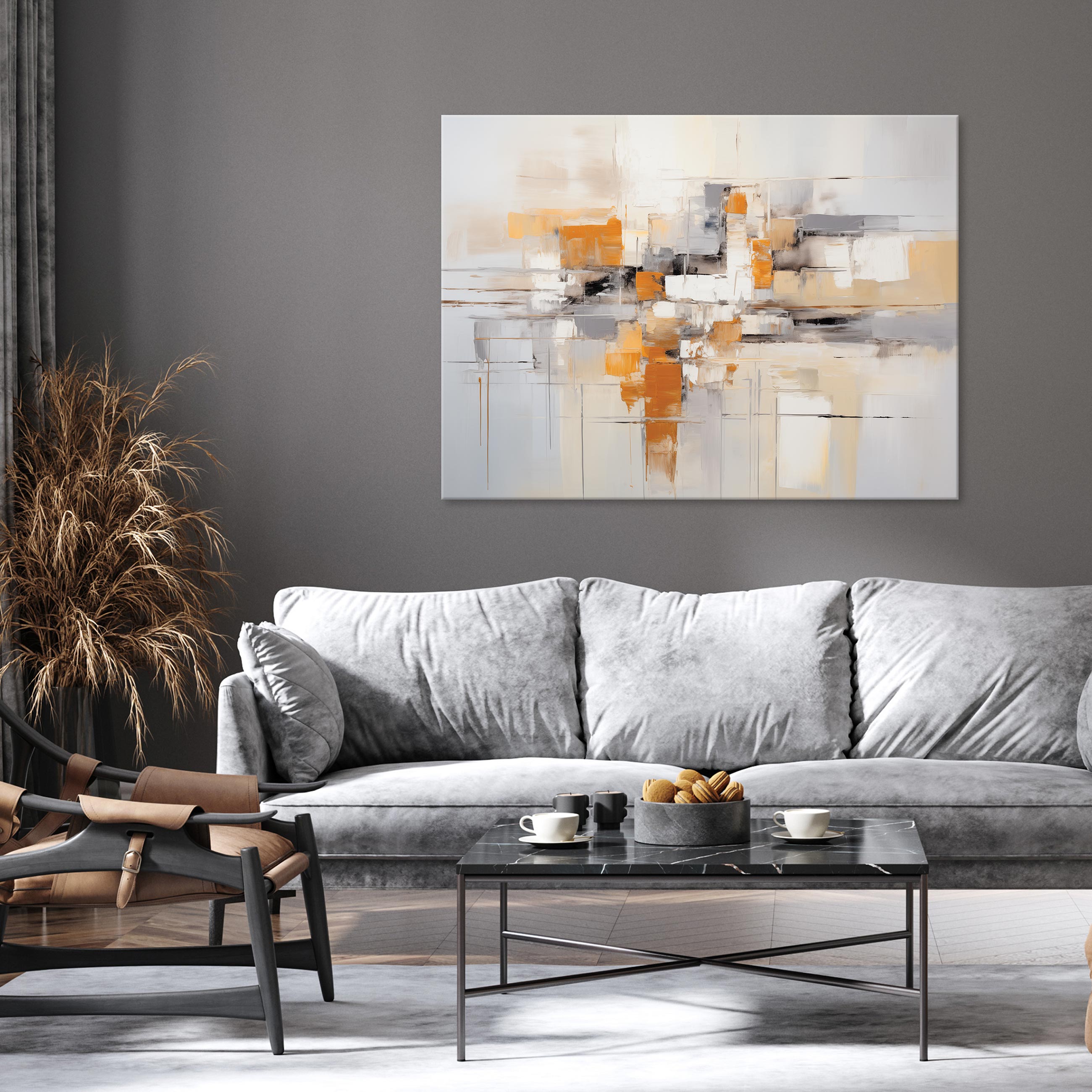 Impressão em tela abstrata Boho Arte moderna 40x30 cm XXL Arte de parede Imagem para sala de estar Quarto Pronto - 2