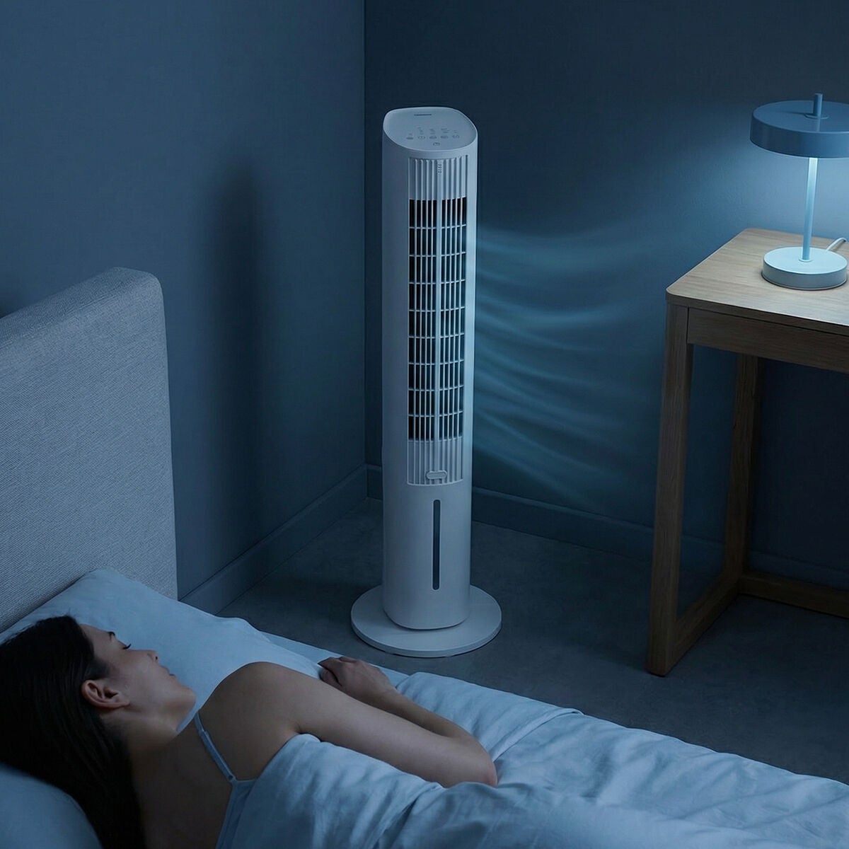 Climatiseur évaporatif tour, silencieux, télécommande, 3 vitesses, minuterie et oscillation InnovaGoods - 5