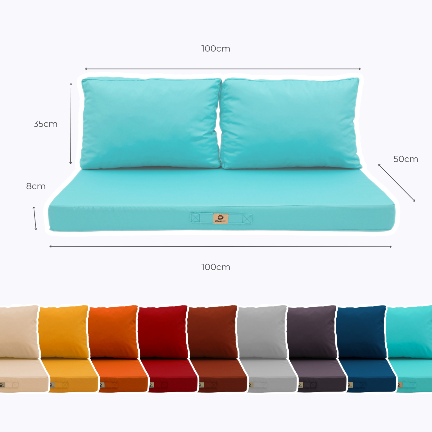 Coussins pour salon de jardin déhoussable 100x50cm Bleu caraïbes - 5