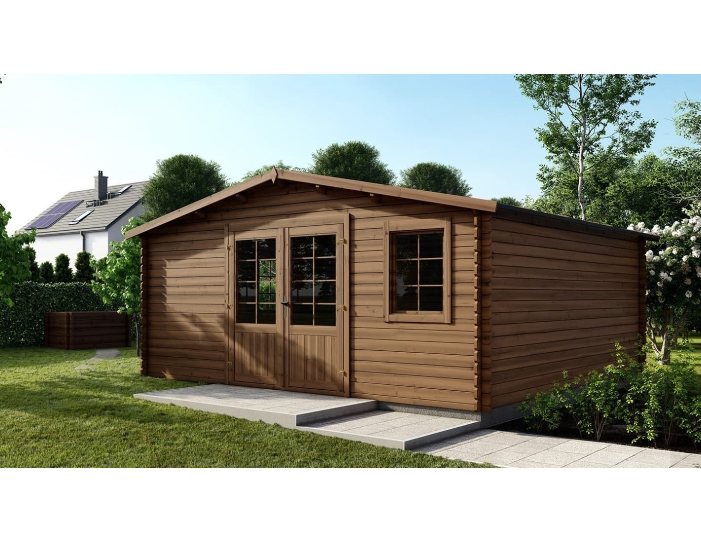 Domek ogrodowy ALTANKA 25 m2 - 5x5 m - 28 mm, drewniany, impregnowany, DOM596, 1szt.