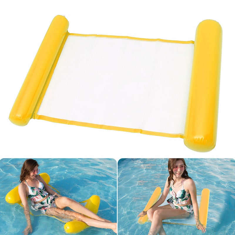 Hamaca Inflable 4 En 1 Para Piscina – Colchoneta Multifuncional De 140x70 Cm Para Adultos Y Niños (Amarillo)