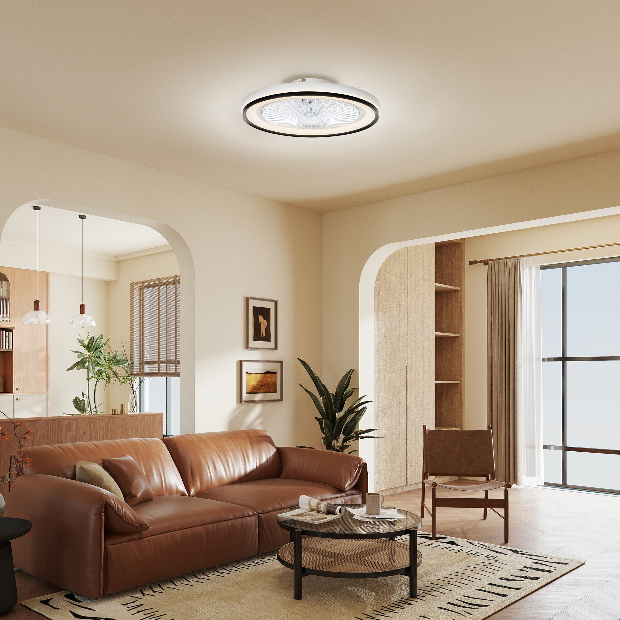 Ventoinha de Teto com Luz LED HOMCOM PC, Acrílico e ABS Branco Ø48x13 cm B31-515V00WT - 4