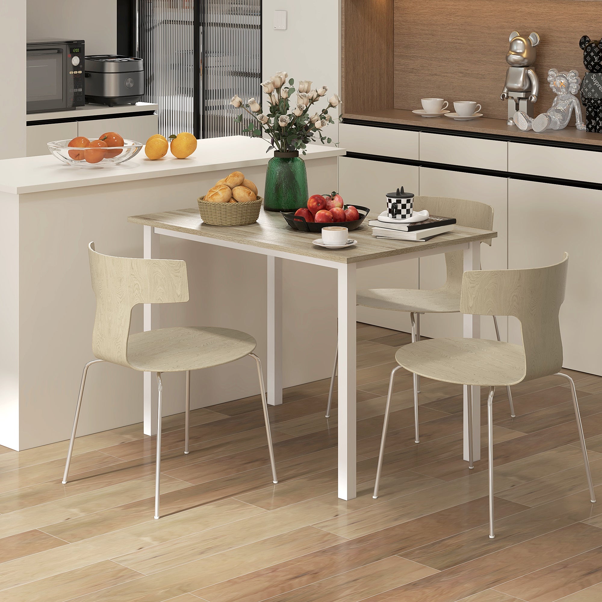 Mesa de Jantar HOMCOM MDF e Aço Natural wood finish 160x70x76 cm - 3