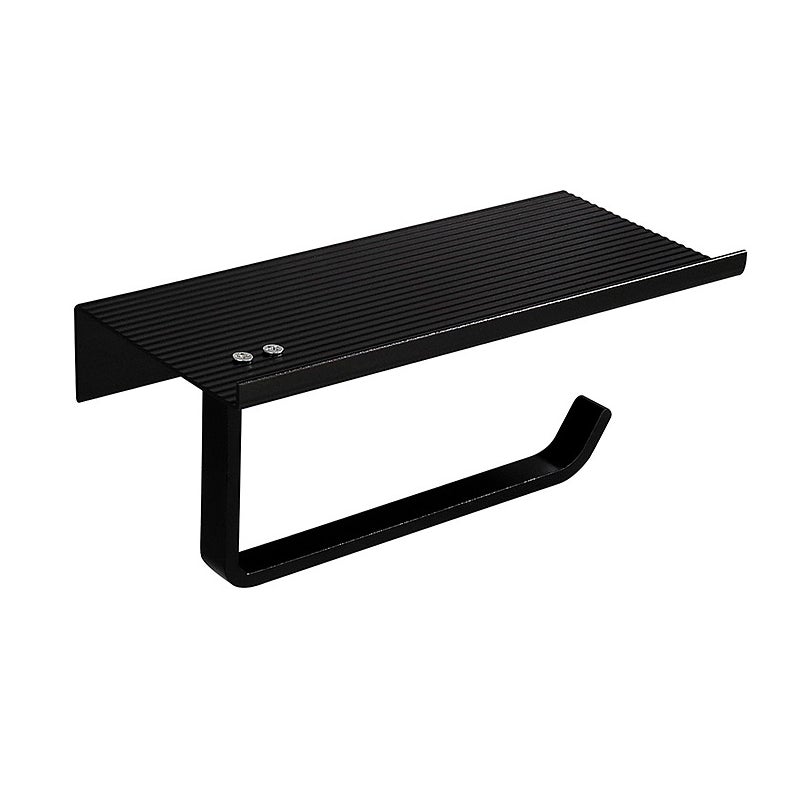 Uchwyt na papier toaletowy, uchwyt ścienny na telefon, półka (podwójna warstwa, czarny)