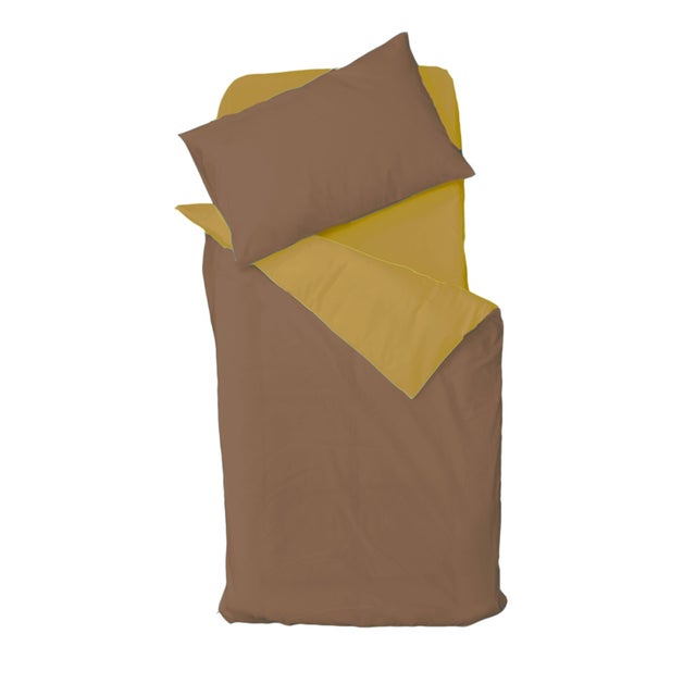Parure de couette bicolore pour enfant - Marron Clair - 100x140 cm - Coton