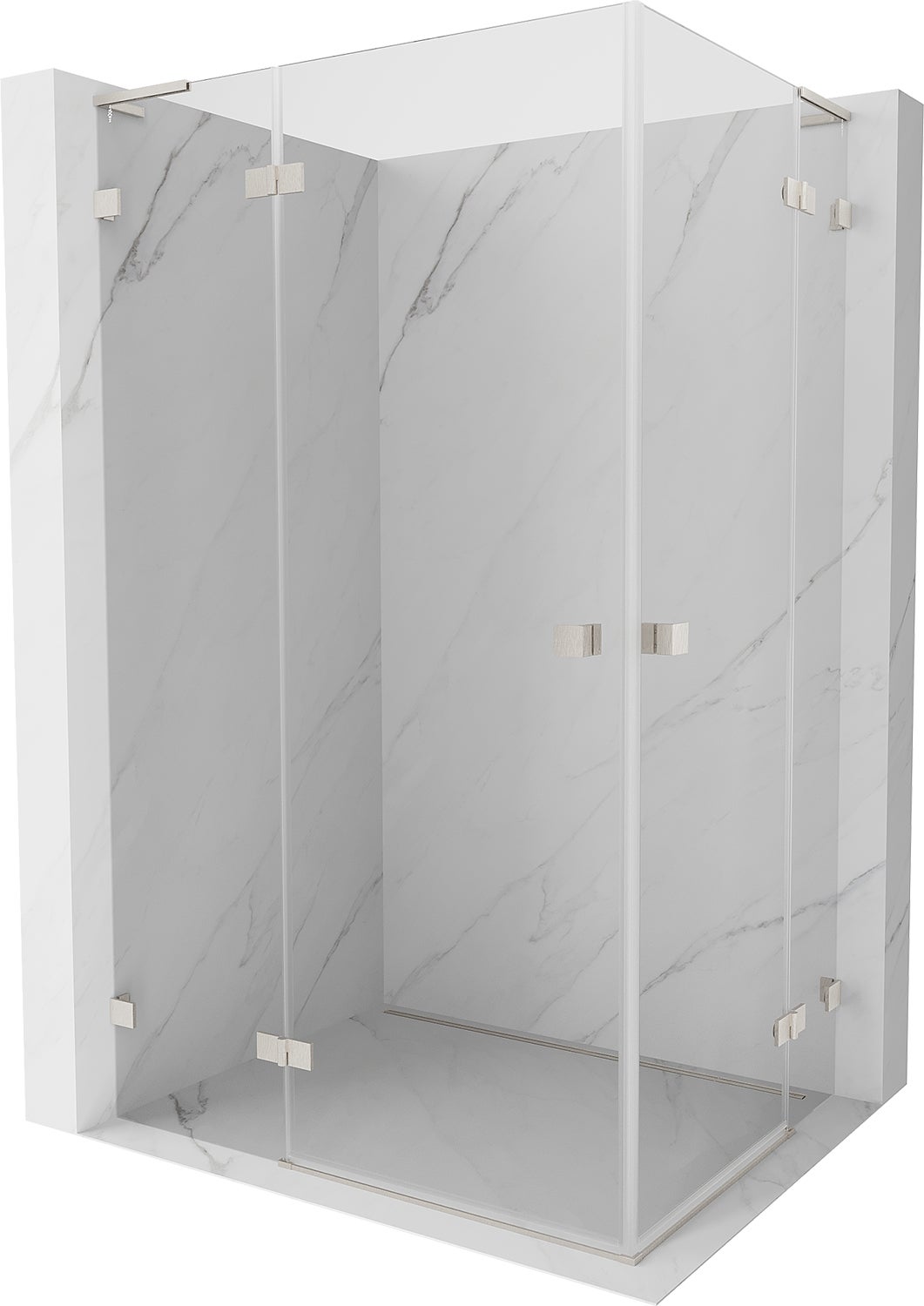 Mexen Lunar L Duo kabina prysznicowa uchylna 110 x 75 cm, transparent, nikiel szczotkowany - 834L-110L-075P-97-00